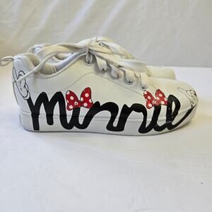 Ground Up Minnie Mouse White Sneakers with Red Bows, Size 3, Kids' Themed Shoes